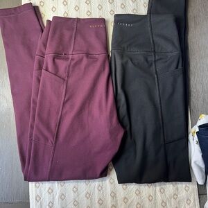 Victoria's Secret Black and Burgundy Leggings